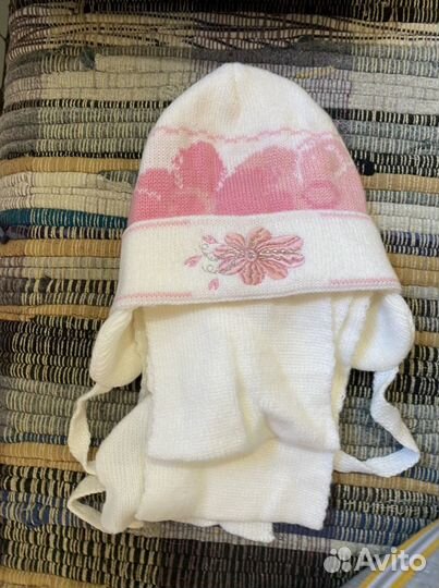 Детская шапка с шарфиком новые