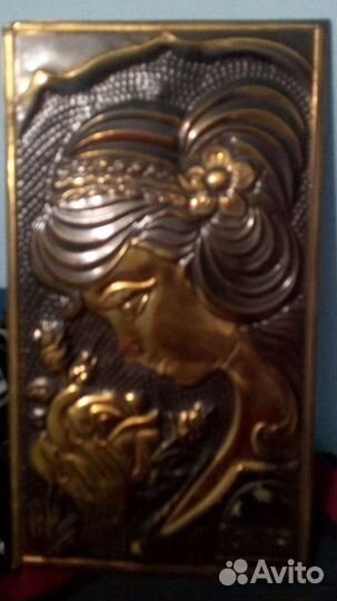 Чеканка СССР девушка с розой