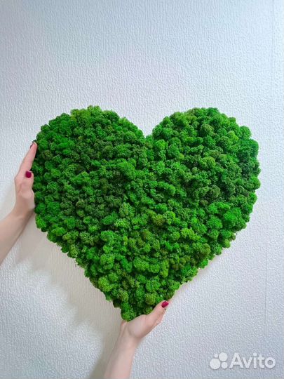 Сердце подарок на свадьбу, день рождения из мха