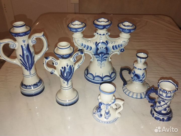 Гжель. Подсвечники