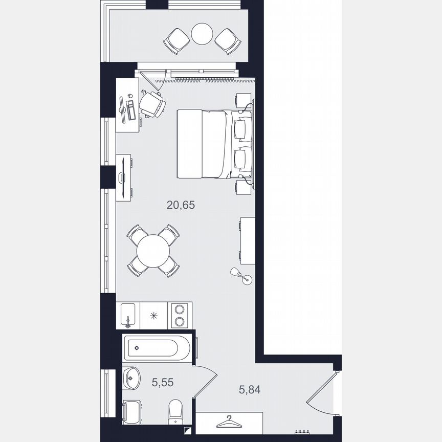 Апартаменты-студия, 32 м², 2/24 эт.