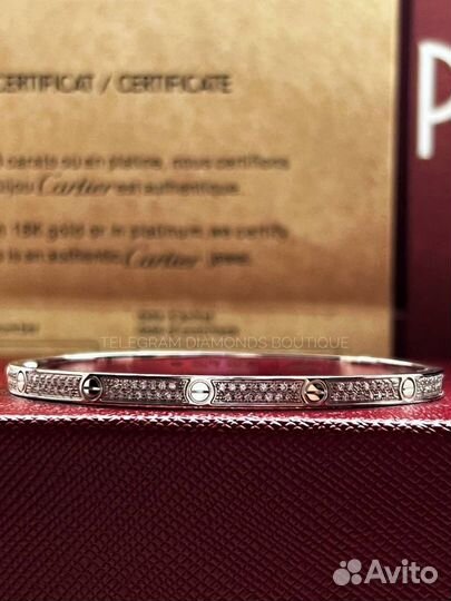 Браслет Cartier Love Small Paved золото 750 проба