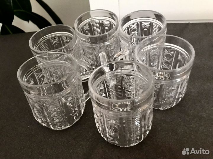 Хрустальные кружки, набор 6 шт., дхз, СССР