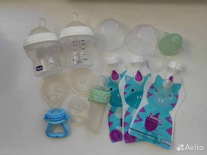 Бутылочки chicco, пауч пакеты, ниблеры пакетом