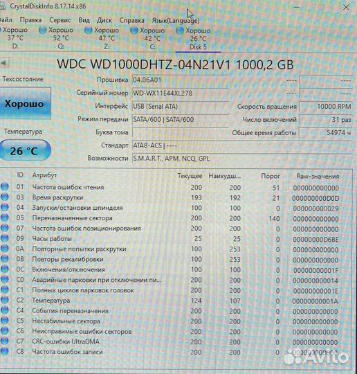 Жесткий диск WD 1tb wd1000dhtz