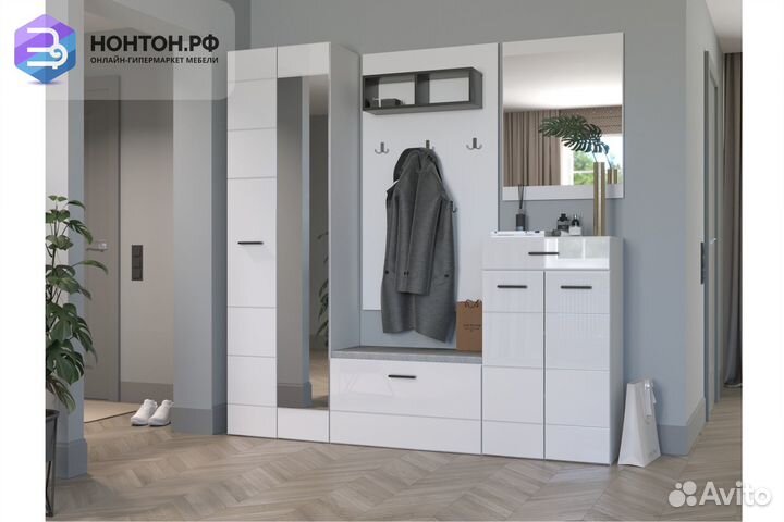 Прихожая Gloss №1 белый глянец / белый бриллиант