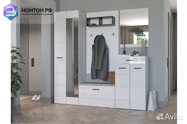 Прихожая Gloss №1 белый глянец / белый бриллиант