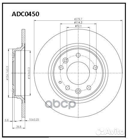 Диск торм. mazda mazda 626 Coupe 99-02 ADC0450