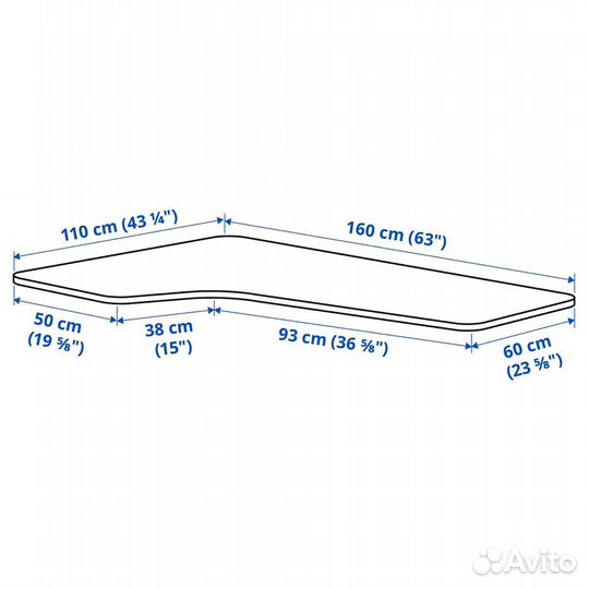 Столешница Икеа Бекант угловая правая 803.662.84