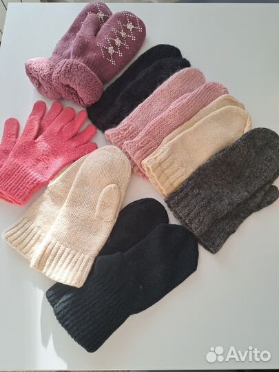 Варежки вязаные один лот, цена за всё