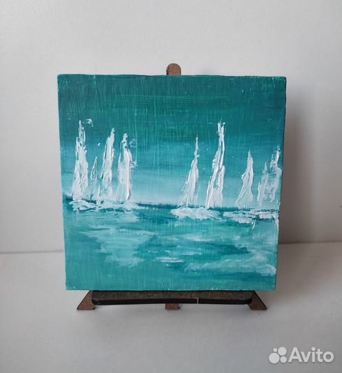 Миниатюра маслом Морской пейзаж