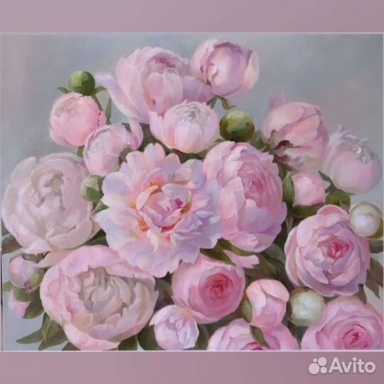 Картина маслом на холсте пионы