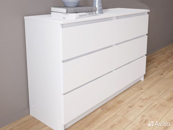 Белый комод как Икеа Мальм (IKEA Malm) 6 ящиков