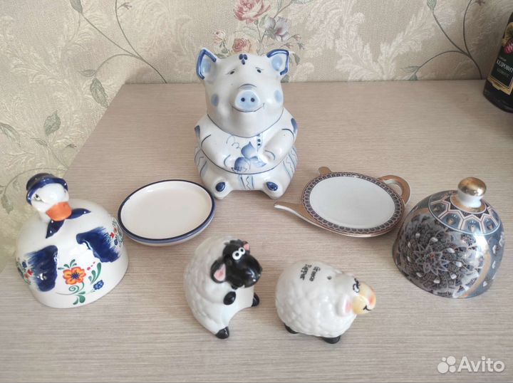 Фарфоровые лимонницы, для специй, Гжель копилка