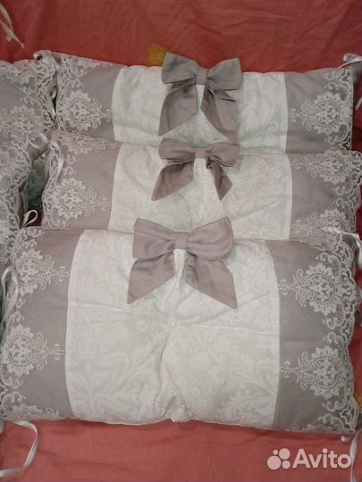 Бортики в кроватку+балдахин с креплением