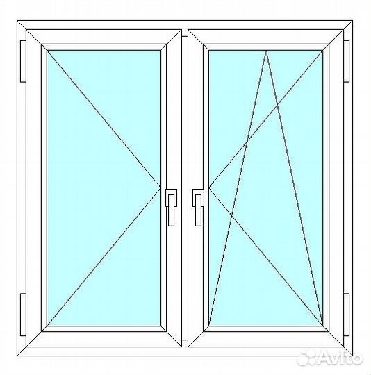 Окно veka WHS60, 2 ств., 2-кам. с/п, 1400x1300