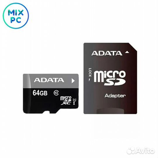 Флеш карта microSD 64GB adata Premier (SD адаптер)