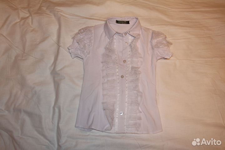 Блузка белая школьная для девочки 122 128