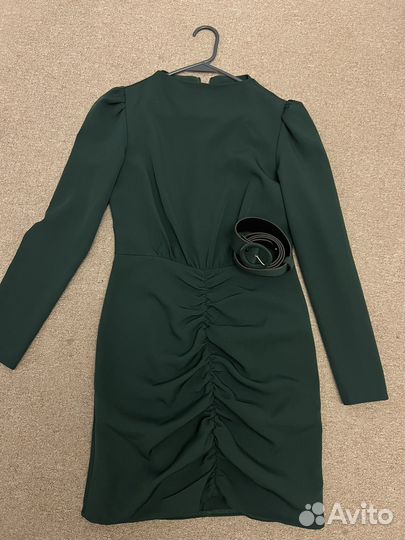 Платье с поясом женское с драпировкой спереди