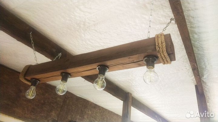 Светильник лофт из бруса