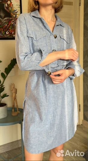 Платье рубашка Zara лен