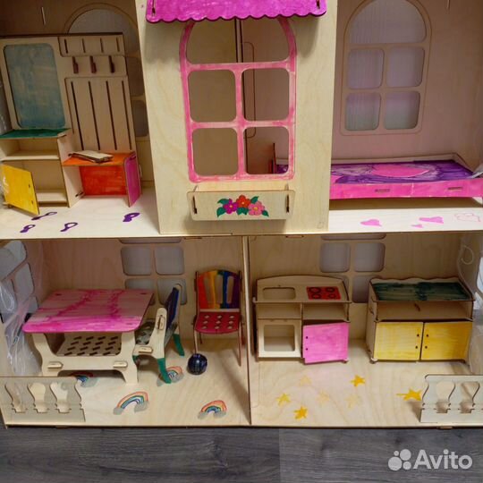 Домик кукольный деревянный 110*80