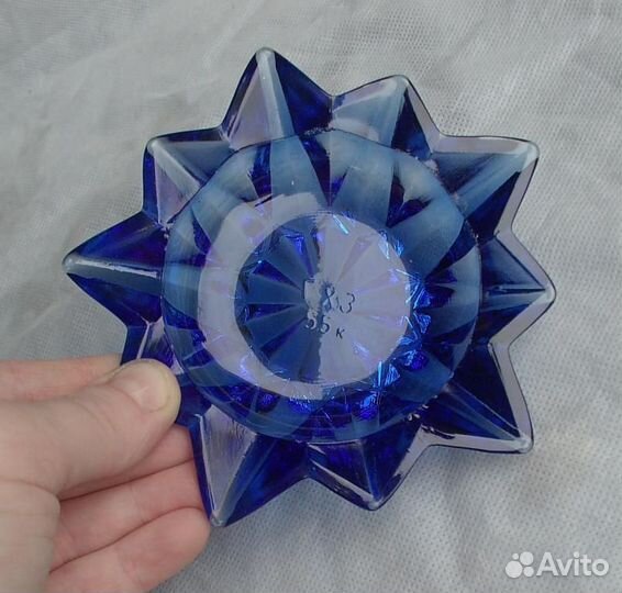 Старинная пепельница звезда цветного стекла и друг