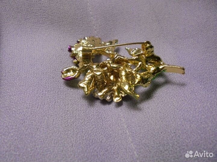 Брошь Хризантемы 5 х 3 см бижут сплав эмаль