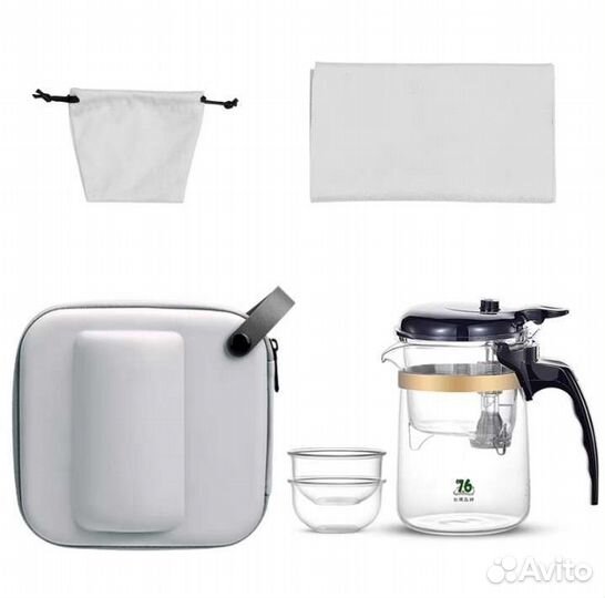 Чайник походный, гайвань и 2 пиалы, гунфу типод