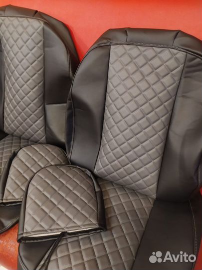 Чехлы Чери Тиго с 05-12г экокожа черно-серая