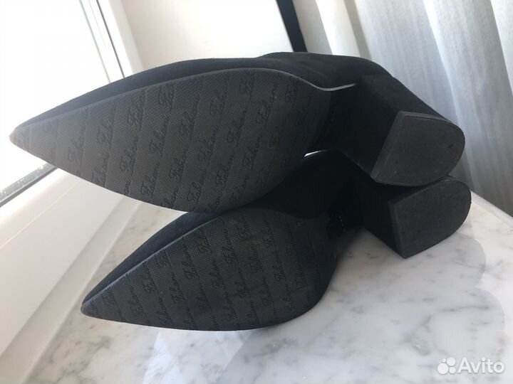 Туфли женские 37,5 черная замша Италия