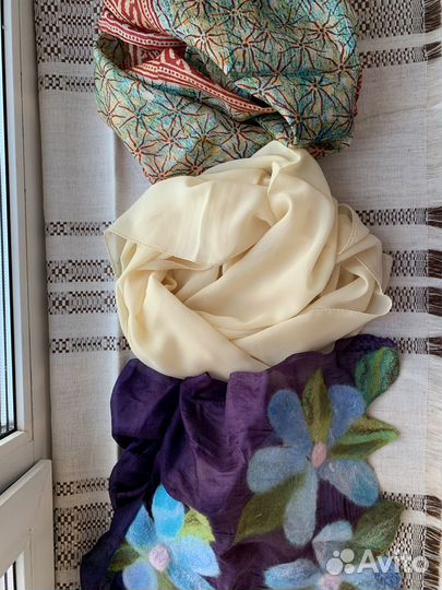 Палантин, шарф, 100 натуральный шелк, Италия