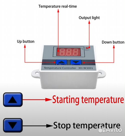 Терморегулятор термостат для инкубатора XH-W3001