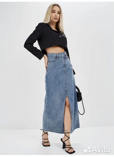 Джинсовая юбка длинная 48 размер