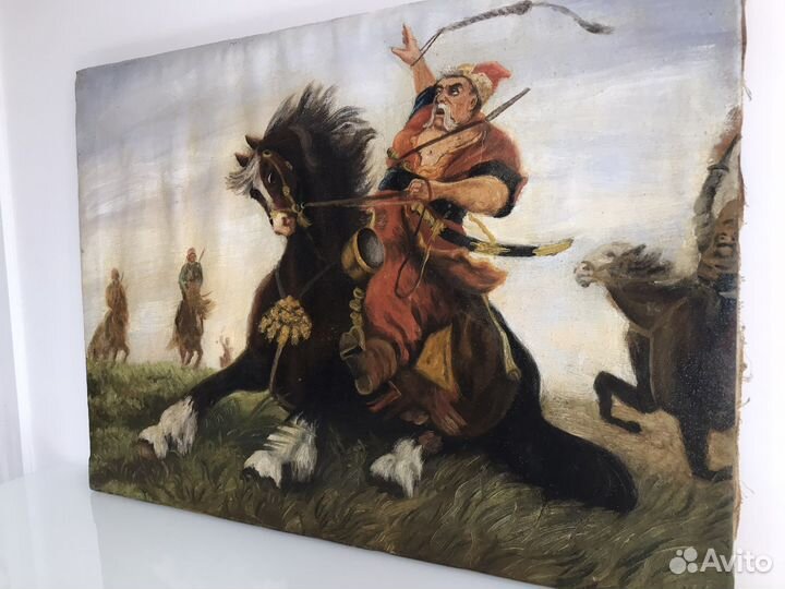 Старинная картина масло холст