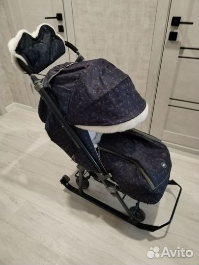 Детские санки коляска с колесами