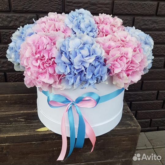 Композиция гортензий Голубой фламинго