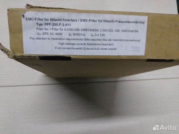 EMC фильтр для Hitachi инверторы тип FPF-285-F-3-0