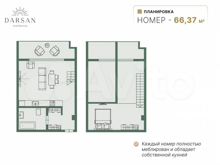 2-к. апартаменты, 64,1 м², 2/8 эт.