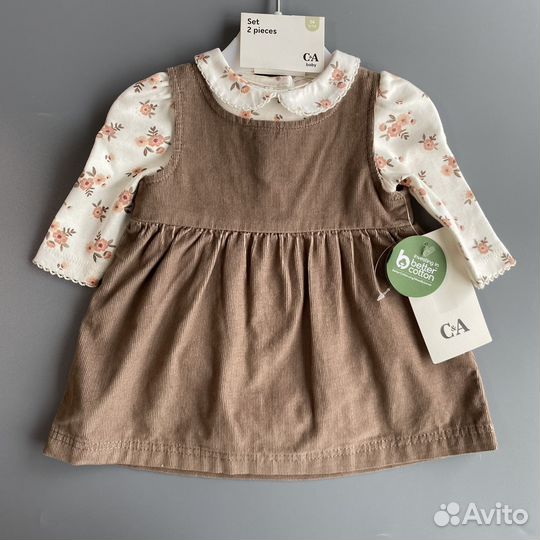 Боди и сарафан для новорожденной C&A 56