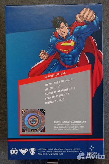 Монета Ниуэ 2021 Супермен Чиби Серебро