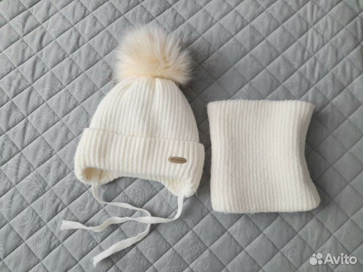 Зимняя шапка для девочки 5-7 лет 52-54