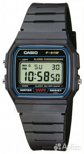 Наручные часы casio F-91W-1, сине-чёрные