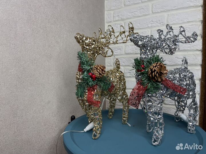 Новогодний олень гирлянда украшения дома