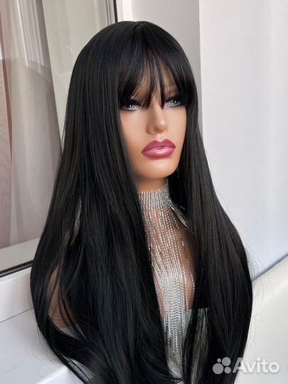 Парик черный длинный новый
