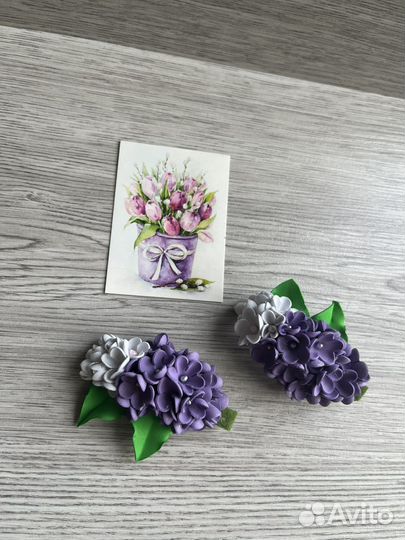 Заколки для волос ручной работы сирень