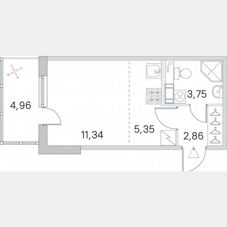 Квартира-студия, 24,8 м², 5/5 эт.