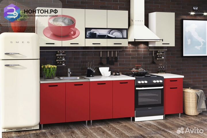 Кухня Рио-2 2.0м чашка / красный