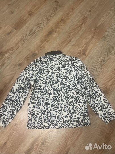 Keith Haring H&M Navy & White Fleece Doodle Jacket