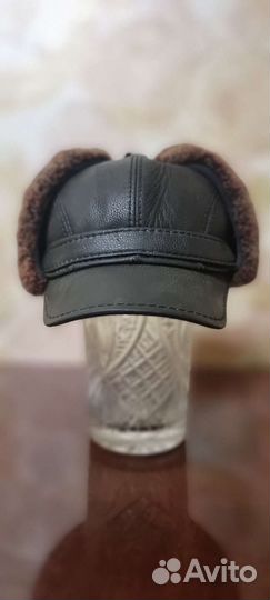 Мужская кепка зима, кожа/натуральный мех, Turkey
